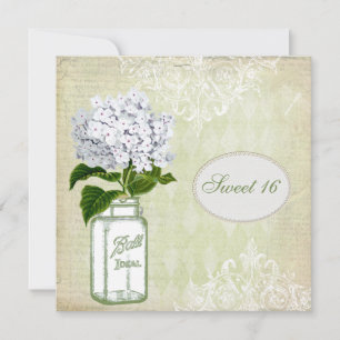 Invitación Moda Mason Jar & Hydrangea Sweet 16