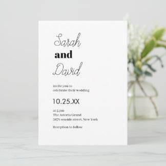 Invitación Moda matrimonial boda blanco y negro moderno