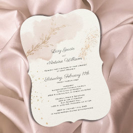 Invitación Moda Mauve Watercolor Gold Splatters Boda