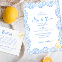 Moda Mediterráneo Lemon Blue Tile Boda italiano