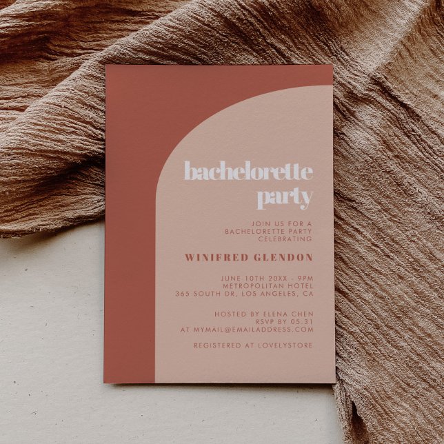 Invitación Moda melocotón terracota arco soltero (Subido por el creador)