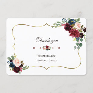 Invitación Moda Merlot Boda Floral Azul