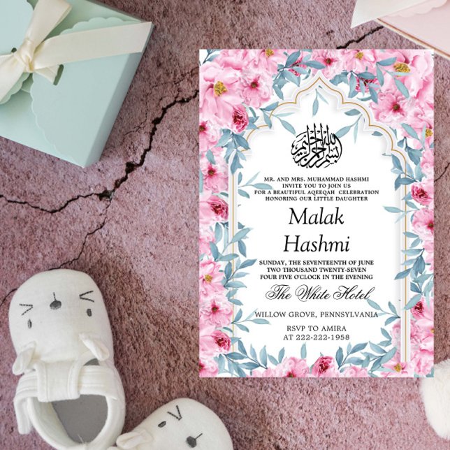 Invitación Moda Mezquita Floral Niña Aqiqa Aqeeqah (Subido por el creador)