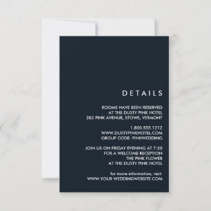 Invitación Moda mínima azul oscuro   Detalles del invitado de