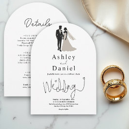 Invitación Moda Mínima Boda De Arco Romántico Blanco Y Negro
