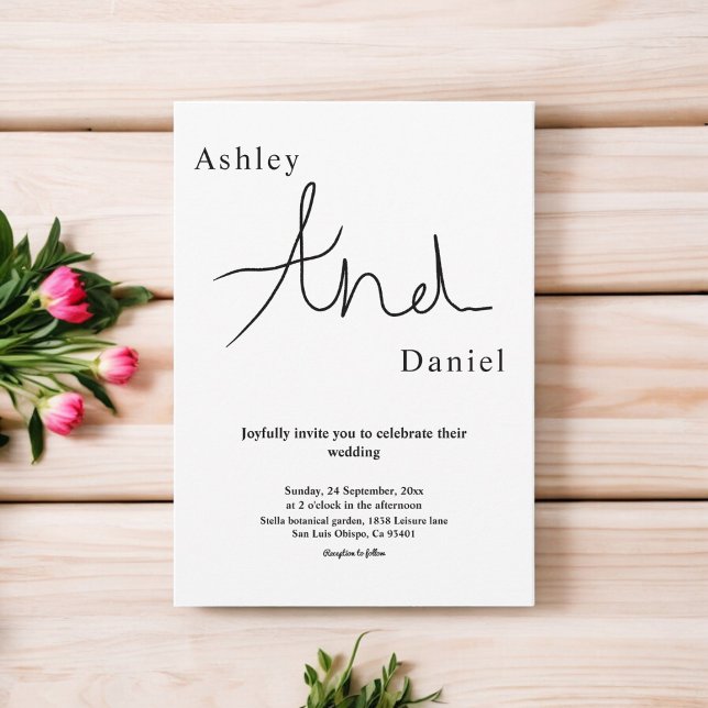 Invitación Moda Mínima Boda Elegante En Blanco Y Negro (Subido por el creador)