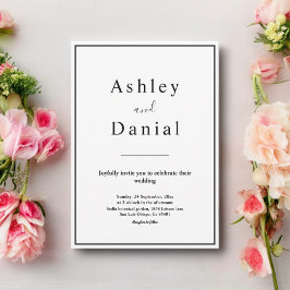 Invitación Moda Mínima Boda Elegante En Blanco Y Negro
