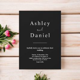 Invitación Moda Mínima Boda Formal Blanco Y Negro