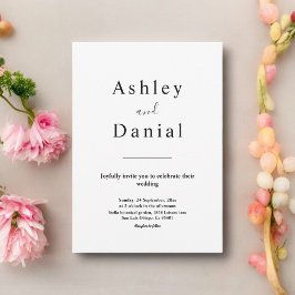 Invitación Moda Mínima Boda Formal Blanco Y Negro