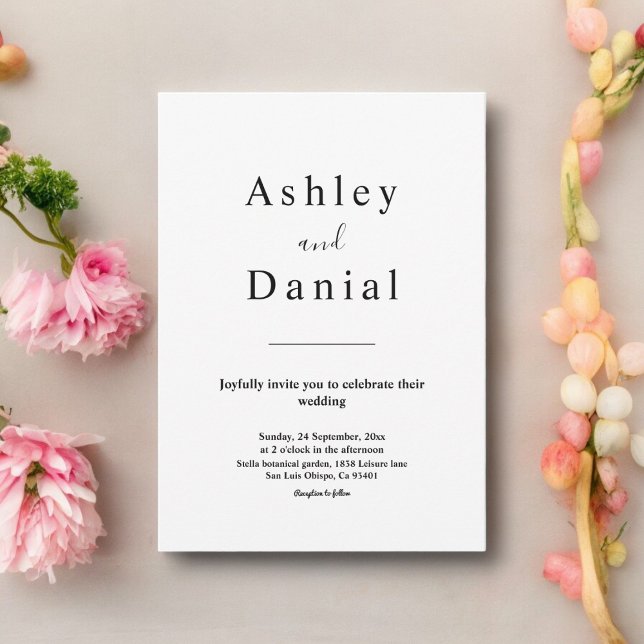 Invitación Moda Mínima Boda Formal Blanco Y Negro (Subido por el creador)