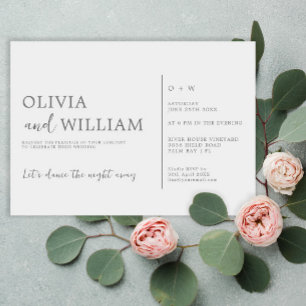 Invitación Moda mínima manuscrita   Boda gris plateado