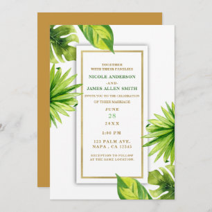 Invitación Moda mínima moderna Boda de hojas verdes tropicale