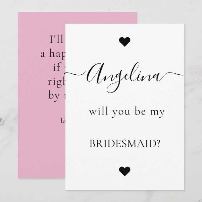 Invitación Moda mínima serás mi propuesta para la dama de hon (Anverso / Reverso)