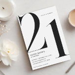 Invitación Moda minimalista Blanca Moderna<br><div class="desc">Moda minimalista Blanca Moderna Invitación de cumpleaños 21</div>
