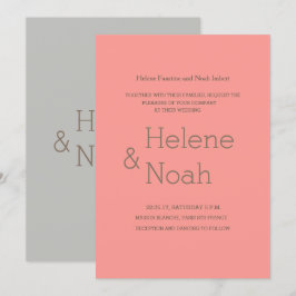 Invitación moda minimalista boda moderno gris coral