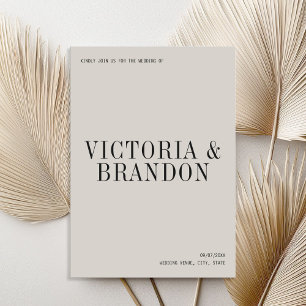 Invitación Moda minimalista Clásica Tipografía Boda moderno