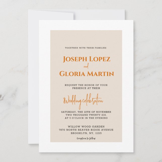 Invitación Moda Minimalista gris claro Sencillo matrimonio el (Anverso)