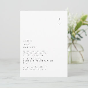 Invitación Moda minimalista Monograma trendy Typography Boda