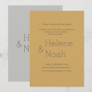 Invitación moda minimalista mostaza moderna gris simple boda