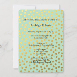Invitación Moda Mint Gold Confetti Dots Bridal Shower
