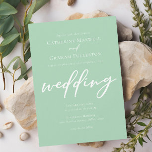 Invitación Moda Mint Green Typography Boda
