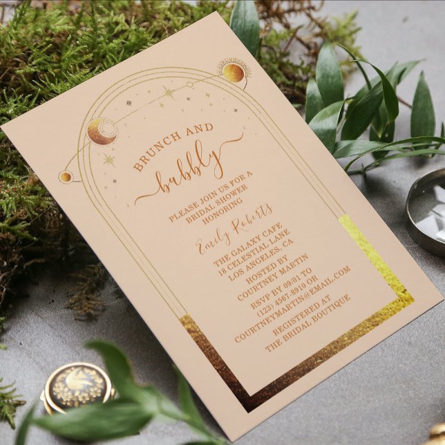 Invitación Moda mística Champagne Gold Bridal Shower (Subido por el creador)