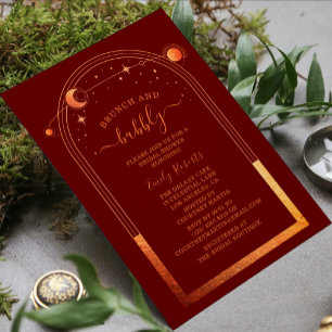 Invitación Moda mística Naranja rojo ducha de novia