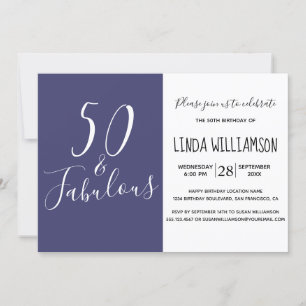 Invitación Moda moderna 50 Fabuloso Navy Blue 50 cumpleaños