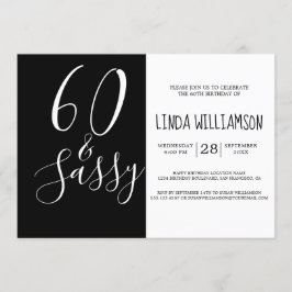 Invitación Moda moderna 60 color blanco negro suave 60 cumple