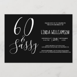 Invitación Moda moderna 60 color blanco negro suave 60 cumple