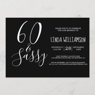 Invitación Moda moderna 60 color blanco negro suave 60 cumple