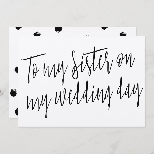 Invitación Moda moderna "A mi hermana en el día de mi boda" (Anverso / Reverso)