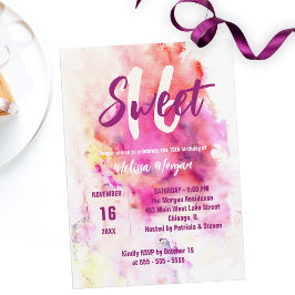 Invitación Moda moderna acuarela artística dulce 16 cumpleaño