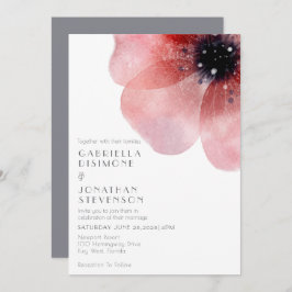 Invitación Moda moderna acuarela Rubor Boda gris de amapola