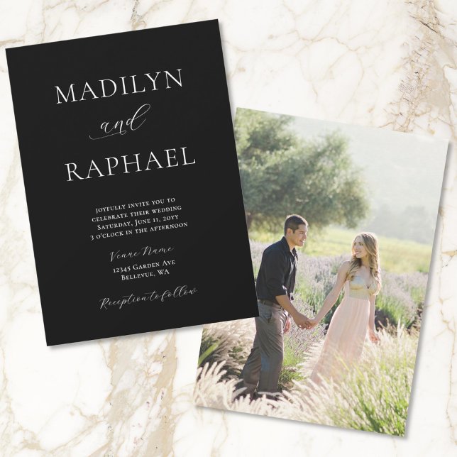 Invitación Moda moderna Añadir foto Boda blanco y negro (Subido por el creador)