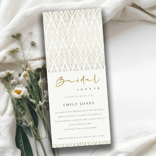 INVITACIÓN MODA MODERNA ART DÉO DUCHA BRIDAL DE PLATA BLANCA