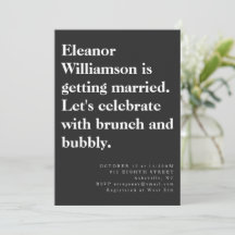 Moda moderna Audaz Típografía Negra Brunch Bridal