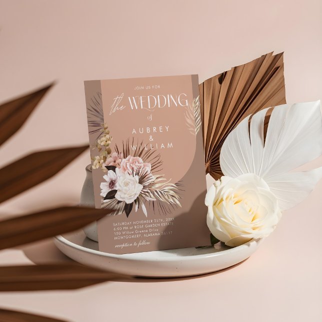 Invitación Moda moderna Boda de acuarela bohemia floral (Modern Chic Bohemian Watercolor Floral Wedding Invitation)