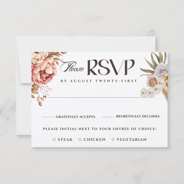 Invitación Moda moderna Boda de acuarela bohemia floral (Anverso)