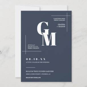 Invitación Moda moderna Boda de Boho azul de la Marina Foto d