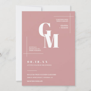 Invitación Moda moderna Boda de Boho rosa y mojado. Foto de c