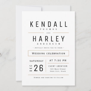Invitación Moda moderna Boda de fotografía de tipografía simp