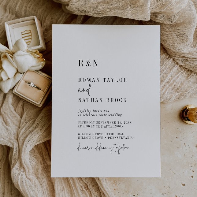 Invitación Moda moderna Boda de monograma blanco y negro (Subido por el creador)