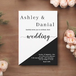 Invitación Moda Moderna Boda Elegante De Guión Blanco Y Negro