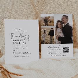 Invitación Moda moderna Boda fotográfico de código QR en blan