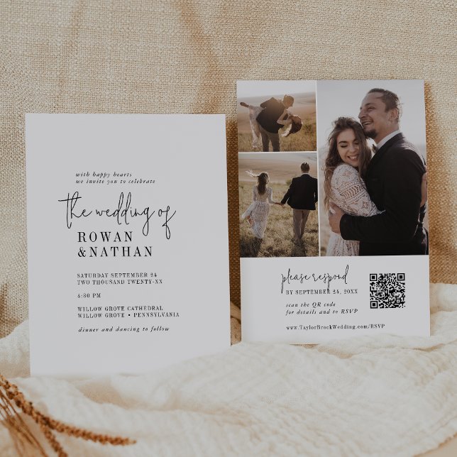 Invitación Moda moderna Boda fotográfico de código QR en blan (Subido por el creador)