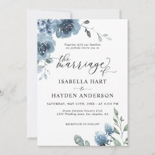 Invitación Moda moderna Boda matrimonial azul turbio
