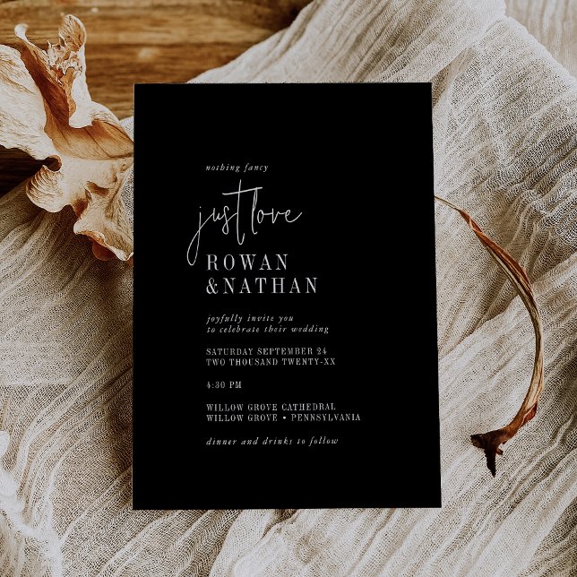 Invitación Moda moderna Boda negro oscuro solo amor (Subido por el creador)