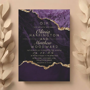 Invitación Moda moderna Boda púrpura  Boda de Agate Gold