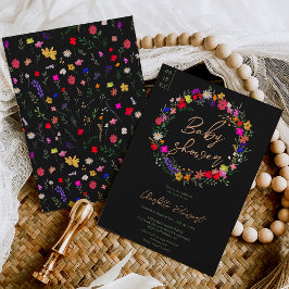 Invitación Moda moderna boho flores silvestres brillantes duc